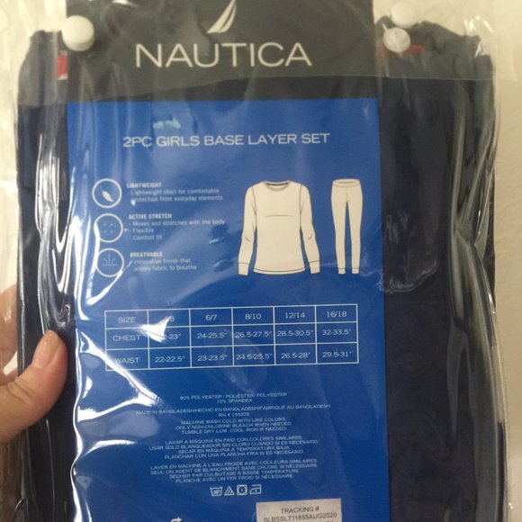 Nautica Girls Base Layer Top & Bottom Long Johns Thermal Underwear Set Size 16+ - Picture 5 of 6